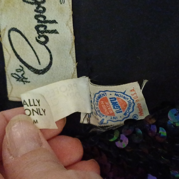 Coppola Shop vintage 70's sequin zig zag open cardigan jacket S M union made - Picture 7 of 16